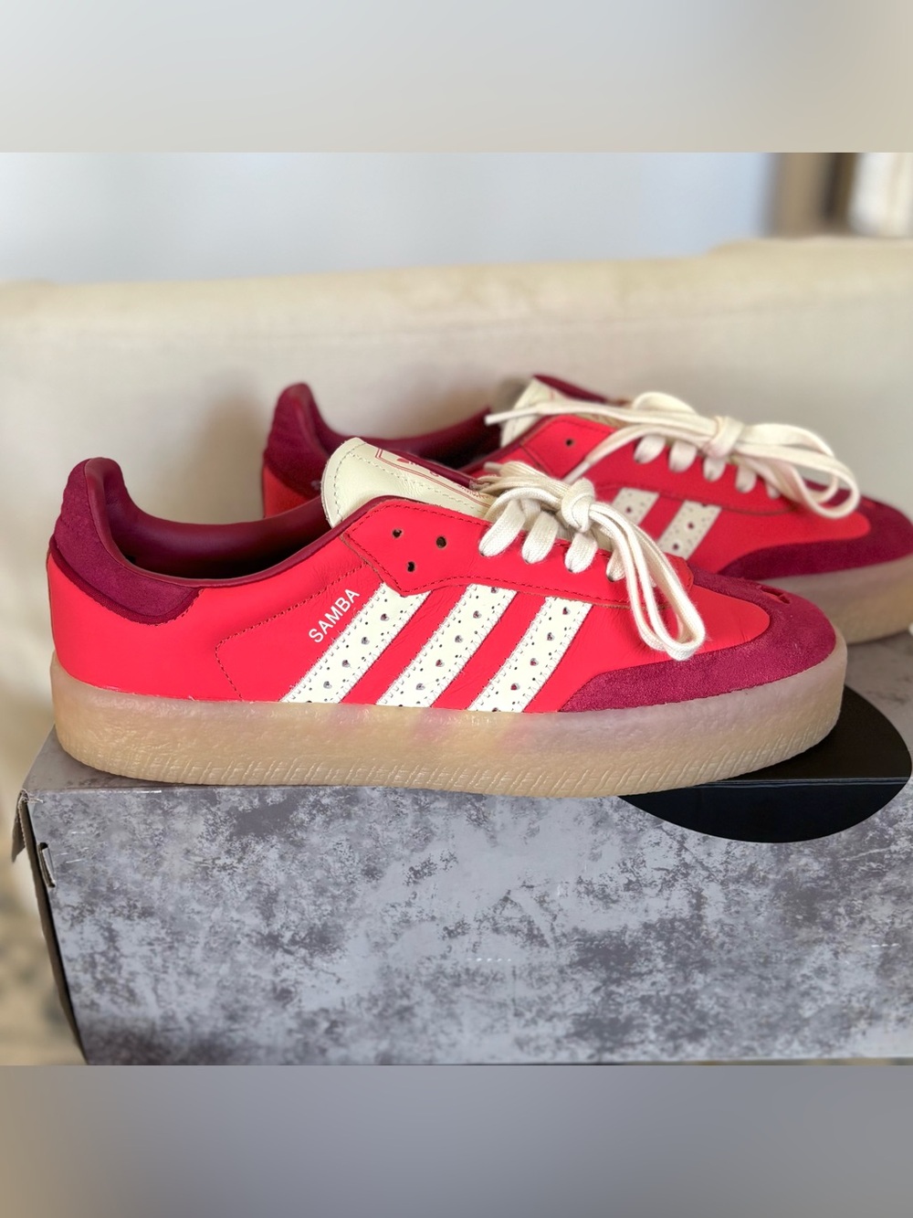 Adidas Sambae Valentines Day 2025 Red Pink Platform Sneakers Samba Women’s 10